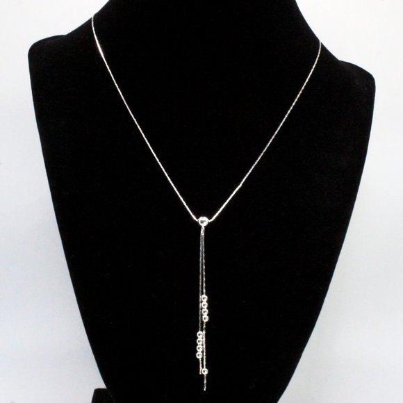 Contemporary New Sterling Silver Textured Drop Round Bead Dainty Necklace Set - Picture 5 of 9